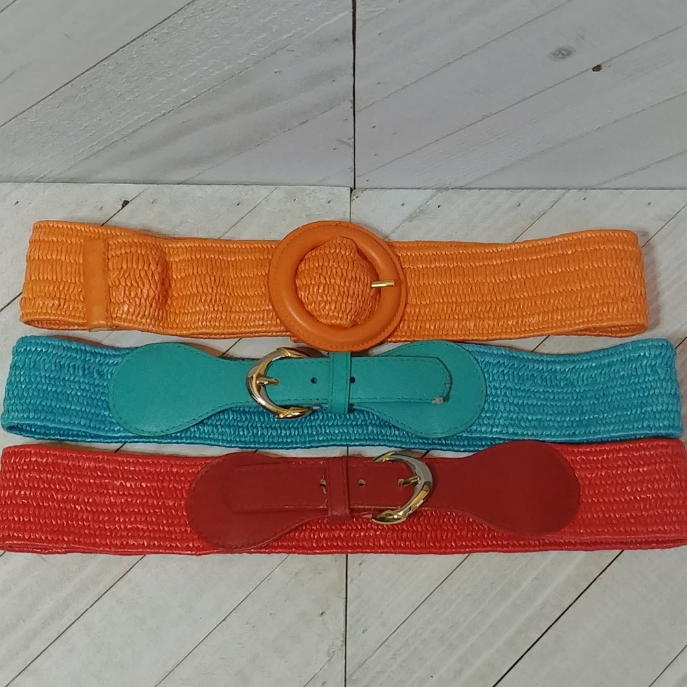 3 Vintage Stretch Belts As Is